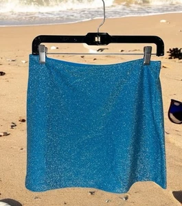 PINK Victoria Secret Swim Skirt Cover Up Womens M Blue Sparkle Logo New - Picture 1 of 6