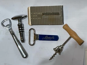 Menge 4 Vintage Bar Werkzeug Korkenzieher Flasche Wein Öffner Korkenzieher Flaschenstop - Bild 1 von 9