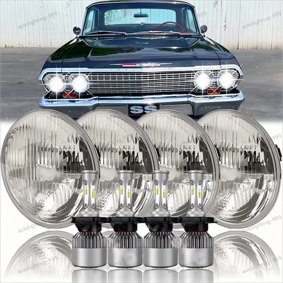 For Ford Galaxie 500 1962-1974 4pcs 5.75" 5-3/4inch Round LED Headlights Upgrade - Image 1 of 4