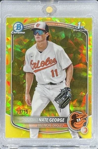/75 Nate George 1st yellow Sapphire Refractor 2025 Bowman Chrome Sapphire Oriole - Picture 1 of 2