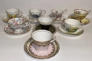 Vintage Konvolut 8 Porzellan Teetassen Untertassen Sets Party, Tees, Duschen - TCL1 - Bild 1 von 12