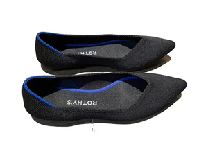 Rothy's The Point Black with Blue Trim Flats, Size 7 - Women's Flats - Picture 1 of 7