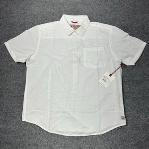 Iron and Resin Men's Shirt XL White Cotton Hemp Button Up Short Sleeve NWT - Picture 1 of 7