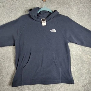 The North Face Fleece Hoodie DK Blue Pullover Sweatshirt Pouch Pocket Boy's M/M - Picture 1 of 9