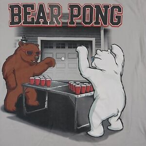Bear Pong Graphic T-Shirt Gray Size M Urban Pipeline