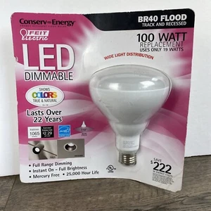 Feit Electric Conserv-Energy Dimmable BR40 LED 100 Watt Flood Light Bulb New - Picture 1 of 13