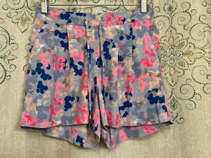 Joules Blue Pink Yacht Smudge Floral Print Crepe Shorts Size US 2 New with Tags - Picture 1 of 7