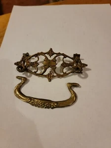 vintage / antique  Ornate Fancy  brass drop handle drawer pull - Picture 1 of 6
