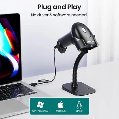 Anyeast Barcode Scanner W/Stand 2D 1D QR Code USB Wired Automatic 3Moudles POS