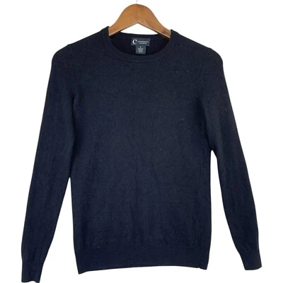 Suéter C by Bloomingdale's Old Money Silencioso Lujo Mujer S Negro 2 Capas Cachemira Foto 1 de 4