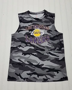 Boys Los Angeles Lakers Lebron James Gray Camo Pattern Sleeveless Shirt L 14-16 - Picture 1 of 9