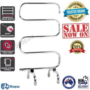 Electric Portable Heated Towel Rail Warmer Dryer Rack Free Standing White - Picture 1 of 6
