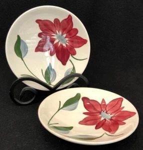 Vtg Blue Ridge POINSETTIA (SKYLINE) Set of 2 Dessert Bowls Southern Pottery VG - Picture 1 of 4