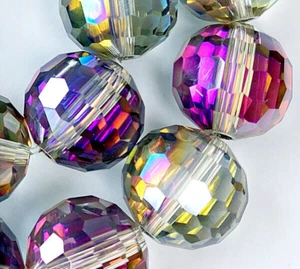 14mm Pretty Red Green Crystal Quartz Round Loose Beads 14pcs - Picture 1 of 2