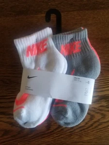 Nike Boy's 6 Pack Socks Size XXS Shoe 7C-10C Socks 4-5  (white, gray & orange) - Picture 1 of 4