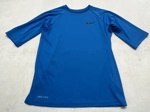 Nike Boys M 10 / 12 Dry-Fit Rash Guard Swim Shirt Sun Protection UPF40+ Blue - Picture 1 of 12