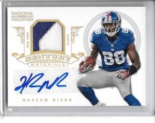 2012 National Treasures HAKEEM NICKS 2 COLOR PRIME PATCH AUTO #1/15 GIANTS!!