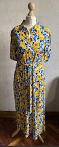 NEW WITH TAGS Blue, Yellow & White Midi Size 8 Shirt Dress from F&F - Picture 1 of 7