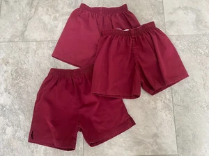 2 x David Luke Unisex Maroon Classic Sports PE School Shorts Waist 60cm 24" - Picture 1 of 3