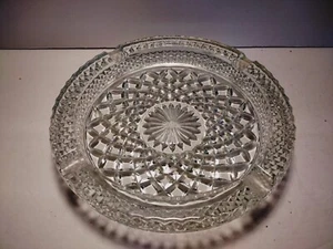 Anchor Hocking Wexford Pattern Cigar Cigarette Ashtray Clear Glass 8.5" Vintage - Picture 1 of 4