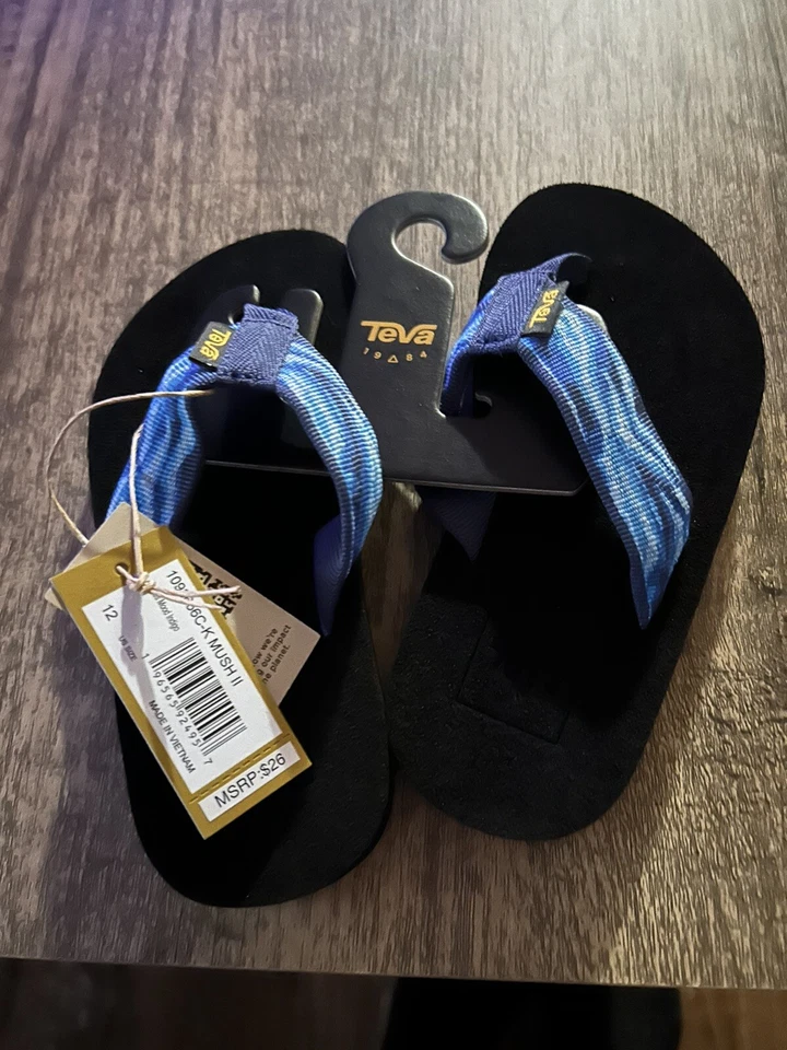 Сандалии-шлепанцы Teva Voya для мальчиков детей подростков размер 12 синие пена водный пляж - Изображение 1 из 1