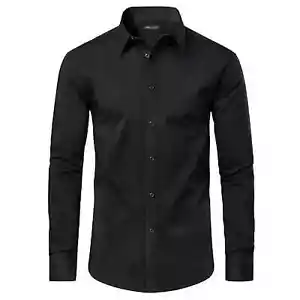 JAMES TAILOR DRESS SHIRT JMLS-350BK - SIZE: MEN XL - BLACK - Picture 1 of 2