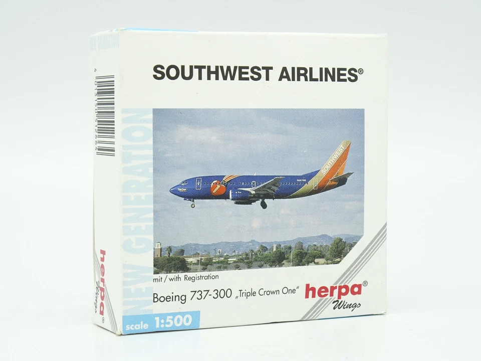 Herpa Airplane Airlines 1/500 - Boeing 737 300 Triple Crown One Southwest - Image 1 of 1