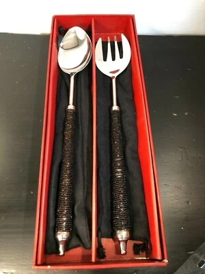 Pottery Barn Bronze Seed Bead Long Servers with Sleeves and Box,  - Image 1 of 4