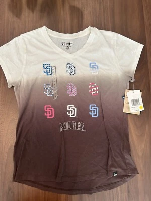 New Era Women's San Diego Padres Shirt White and Brown Size 14/16 New w/ Defects - Image 1 of 4