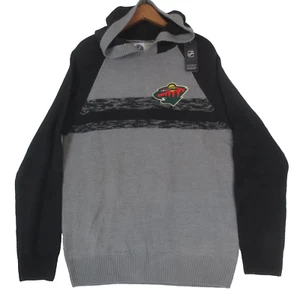 NEW Minnesota Wild NHL Hoodie Adult Large Gray Black Pullover Knit Sweater - Picture 1 of 9