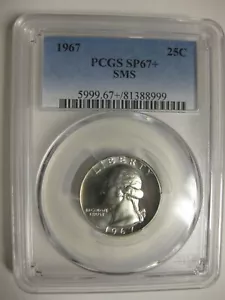 1967 Gem sms Washington Quarter PCGS SP67+ #8999 - Picture 1 of 4