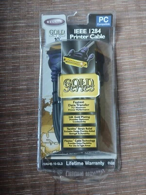 BELKIN IEEE 1284 Printer Cable Gold Series F2A046-10-GLD 10'  PC Compatible - Image 1 of 4