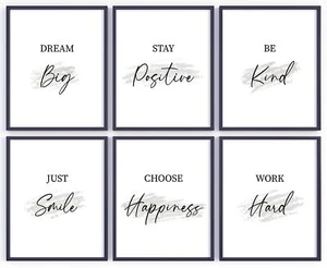 Inspirational Canvas Wall Art Prints - Set of 6 8x10 inch - Picture 1 of 7