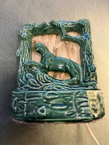 Unusual Midcentury Ceramic Lamp/Planter w/Panther, Not McCoy but ...? Works, EVC - Picture 1 of 8