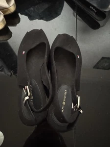 Tommy Hilfiger Black Wedge Sandals Size 37 / UK 4 - Picture 1 of 5