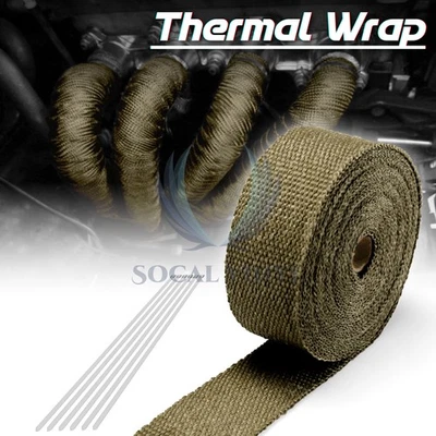 Tubo de escape de titanio aislamiento térmico envoltura térmica cabezal motocicleta 2" x 50' Foto 1 de 4