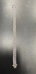 Vintage DBJ 925 Silver Three 3 Row Moissanite Link Tennis Bracelet 19.5g - Picture 1 of 8