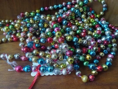ANTIQUE MERCURY GLASS MULTI COLOR BEAD GARLAND CHRISTMAS  VINTAGE 15 FEET +LONG - Image 1 of 4