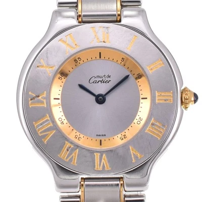 Relógio feminino Cartier 21 Must LM W10072R6 SS/GP mostrador prata quartzo B#144024 - Imagem 1 de 4
