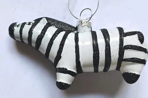 St Nicholas Square Glittery Zebra Glass 4" Ornament NWT - Picture 1 of 4