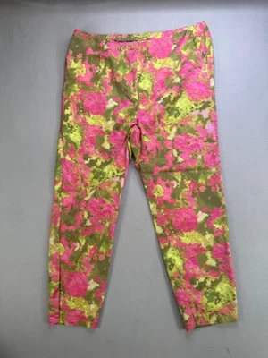 SIGRID OLSEN Women's Floral Pants Size 16W Pink Green Slim Fit Casual - Image 1 of 4