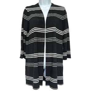 J Jill Cardigan Sweater Womens S Wearever Black Stretch Jersey Knit Long Line - Picture 1 of 9