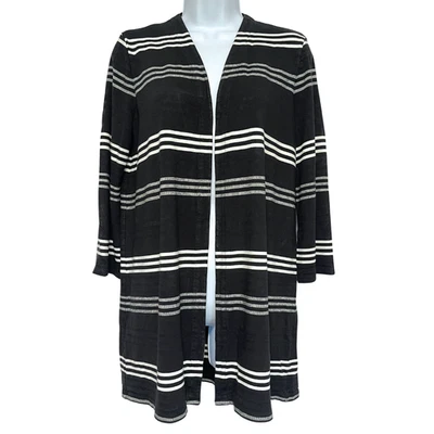 J Jill Cardigan Sweater Womens S Wearever Black Stretch Jersey Knit Long Line - Image 1 of 4