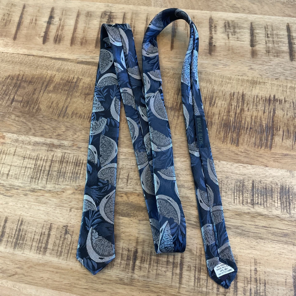 Corbata estrecha de colección Bugle Boy ~ Jacquard azul negro cítrico 54"x1,75" ¡Groovy! Foto 1 de 4