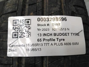 165/65R13 77T A PLUS A609 6MM PART WORN TYRE - Picture 1 of 9
