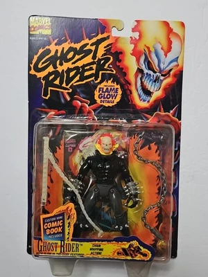 Toy Biz 1995 Ghost Rider Figura Cómic Llama Brilla en la Oscuridad NUEVO SELLADO Látigo de Cadena Foto 1 de 4