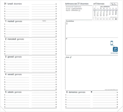 Agenda Ital B Lingua Italiana Anno 2026 Formato 8,8X17 Settimanale 12 Mesi Genna - Immagine 1 di 4