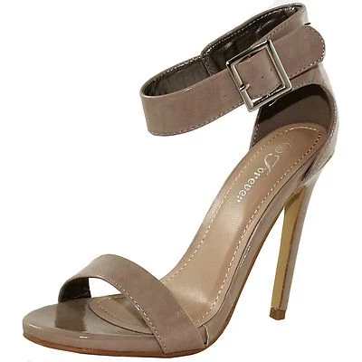 Nuevo Mujer Zapatos Sandalias Tacón Alto Tacones de aguja Hebilla Plataforma Taupe Casual Trabajo Foto 1 de 4