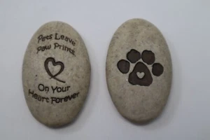 VTOP 1x Pets leave paw prints on your heart STONE mini figurine loss of cat dog - Picture 1 of 8