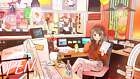 Anime 2d filles casque monstre énergie jambes croisées jeu tapis bureau